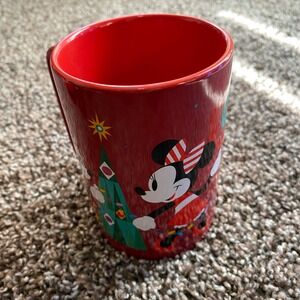 Disney Mickey Mouse Minnie Pluto Christmas Holiday Mug Red Ceramic Coffee Cup